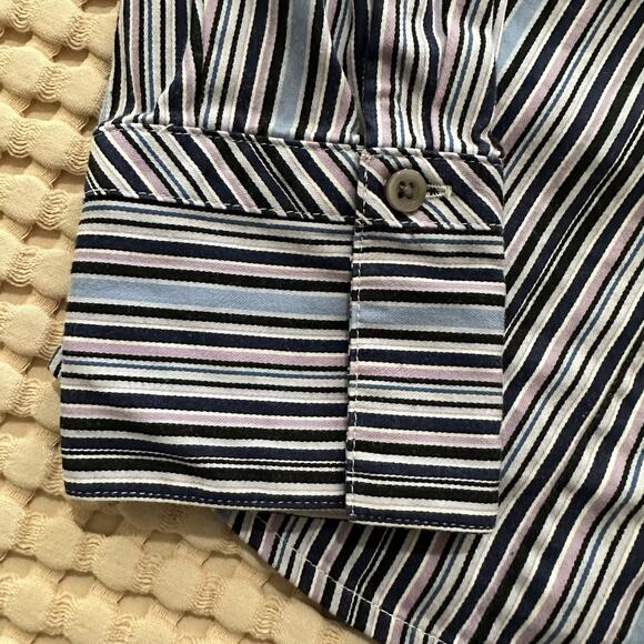 Geoffrey Beene Sport Button Up Cotton Shirt Striped Long Sleeve Collared 90s Y2K - Picture 5 of 9